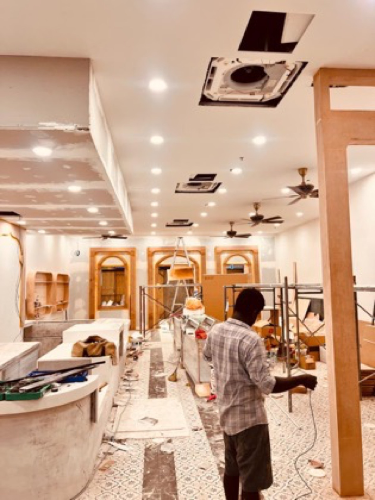 Tea Kadai restaurant interior renovation progress