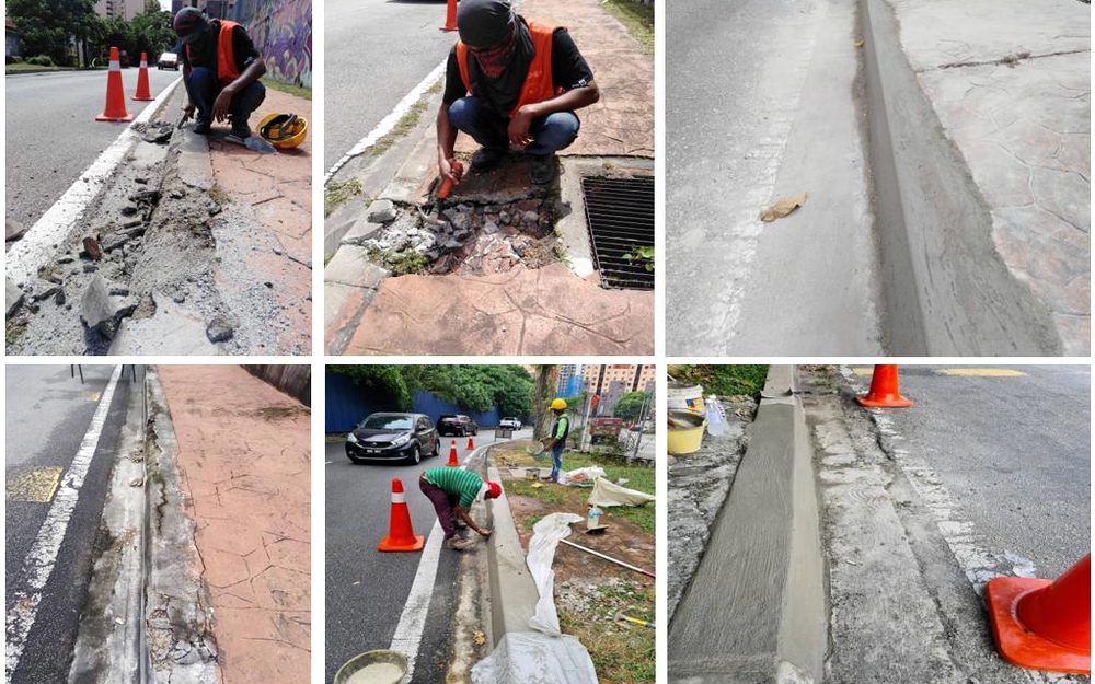Road curb repair and maintenance